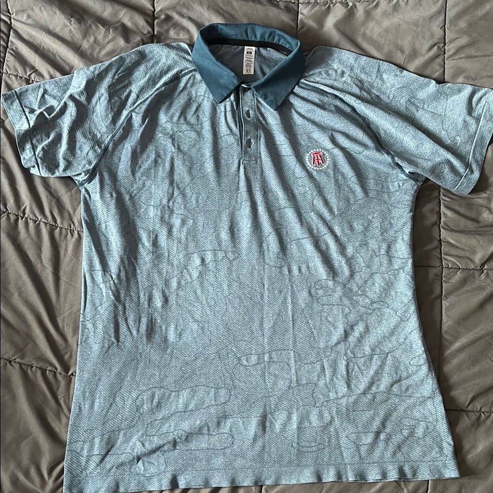 Light Blue Polo Shirt with Short Sleeves and Knit Fabric